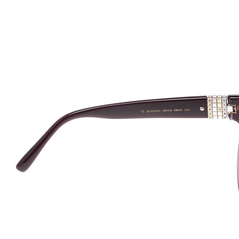 Women's Chopard Purple/Purple Gradient SCH234S Ice Cube Cat Eye Sunglasses