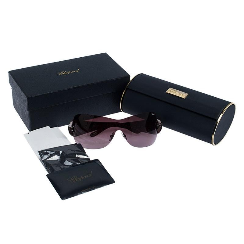 Chopard Purple SCH 939S Crystal Embellished Shield Sunglasses 2