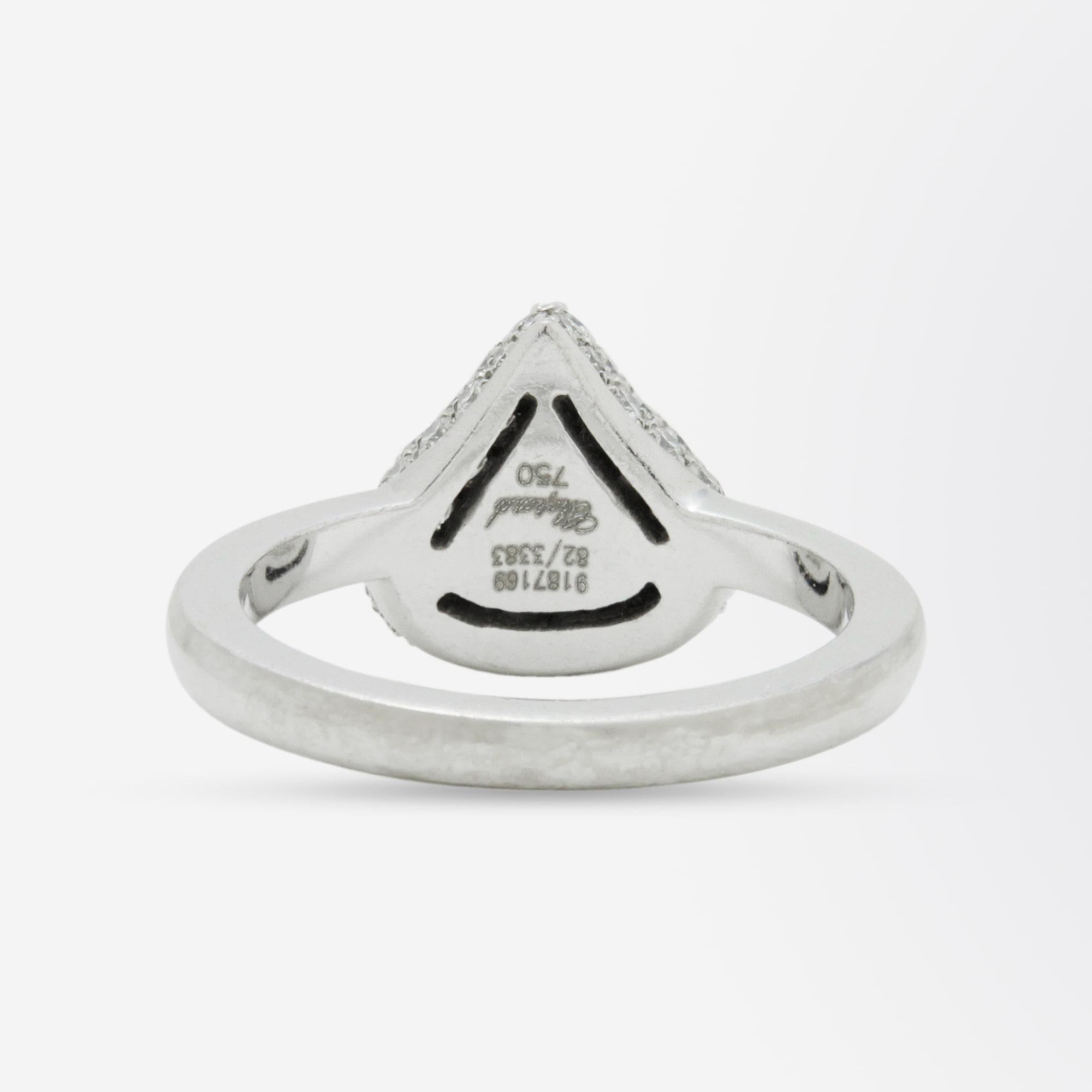 Modern Chopard 'Pushkin' Ring with Diamonds in 18 Karat White Gold
