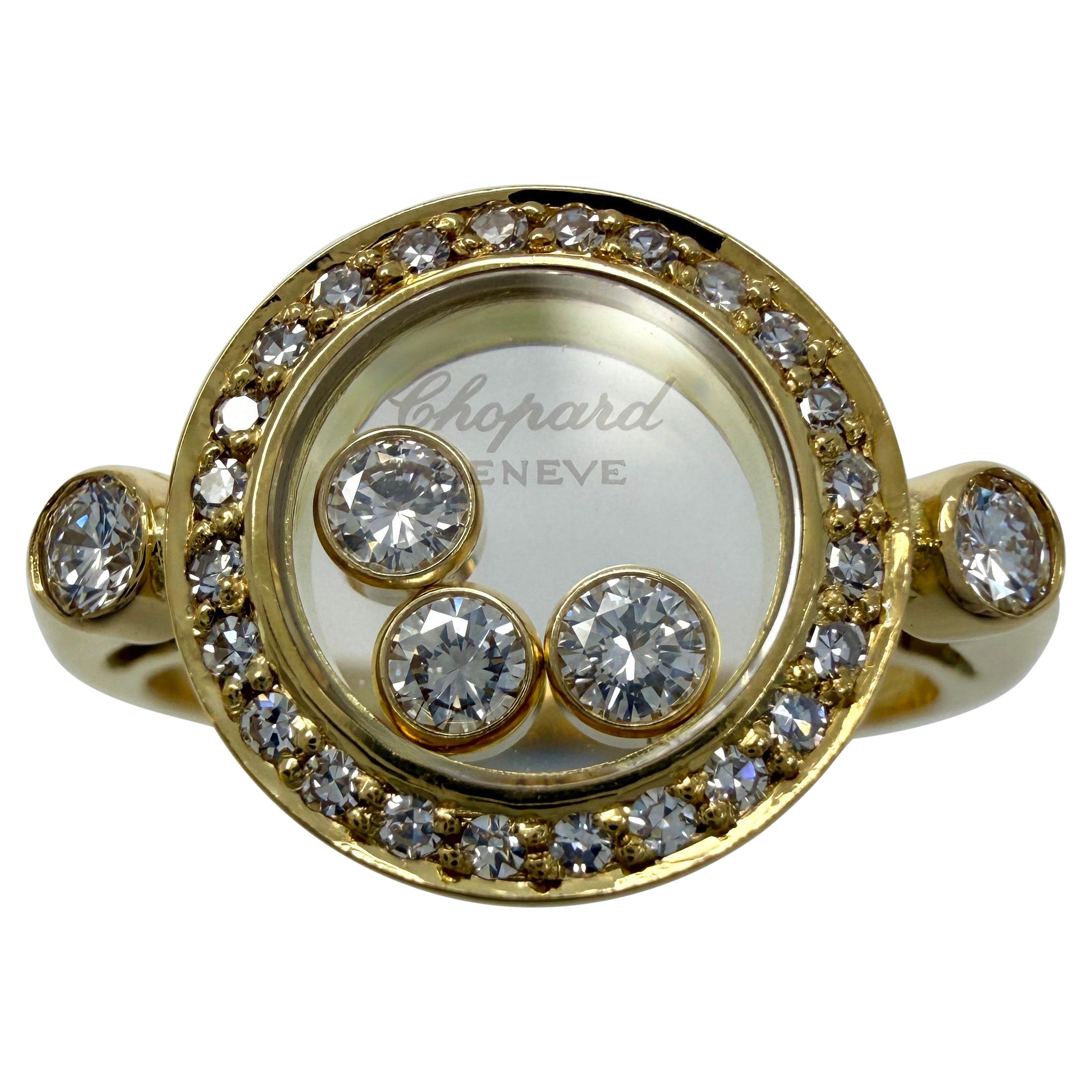 Anello Chopard Rare Vintage Happy Diamonds in oro giallo 18 carati con diamanti, con scatola