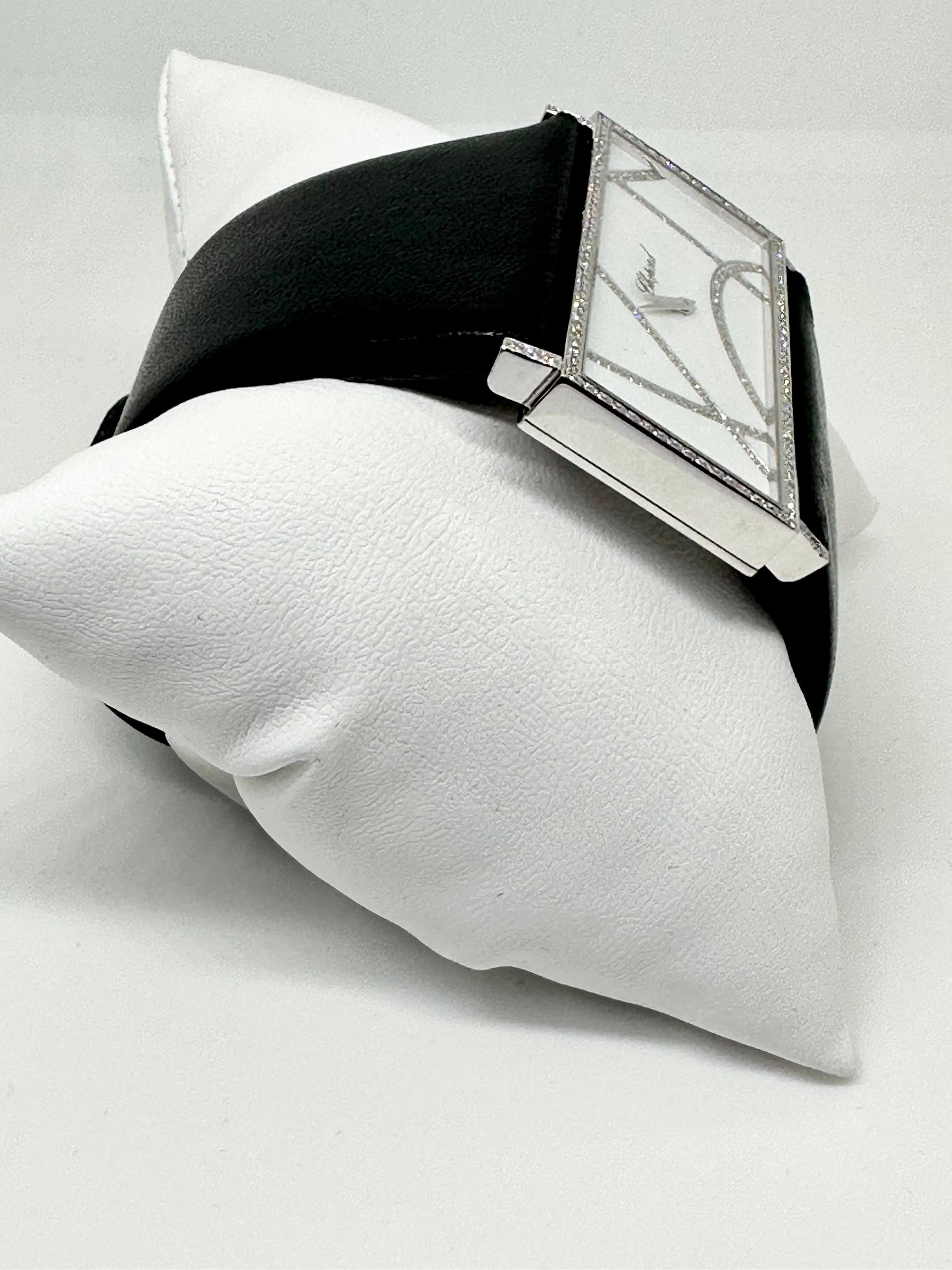 Chopard Rectangle 13/9130 18k White Gold en Excelente estado para la venta en istanbul, TR