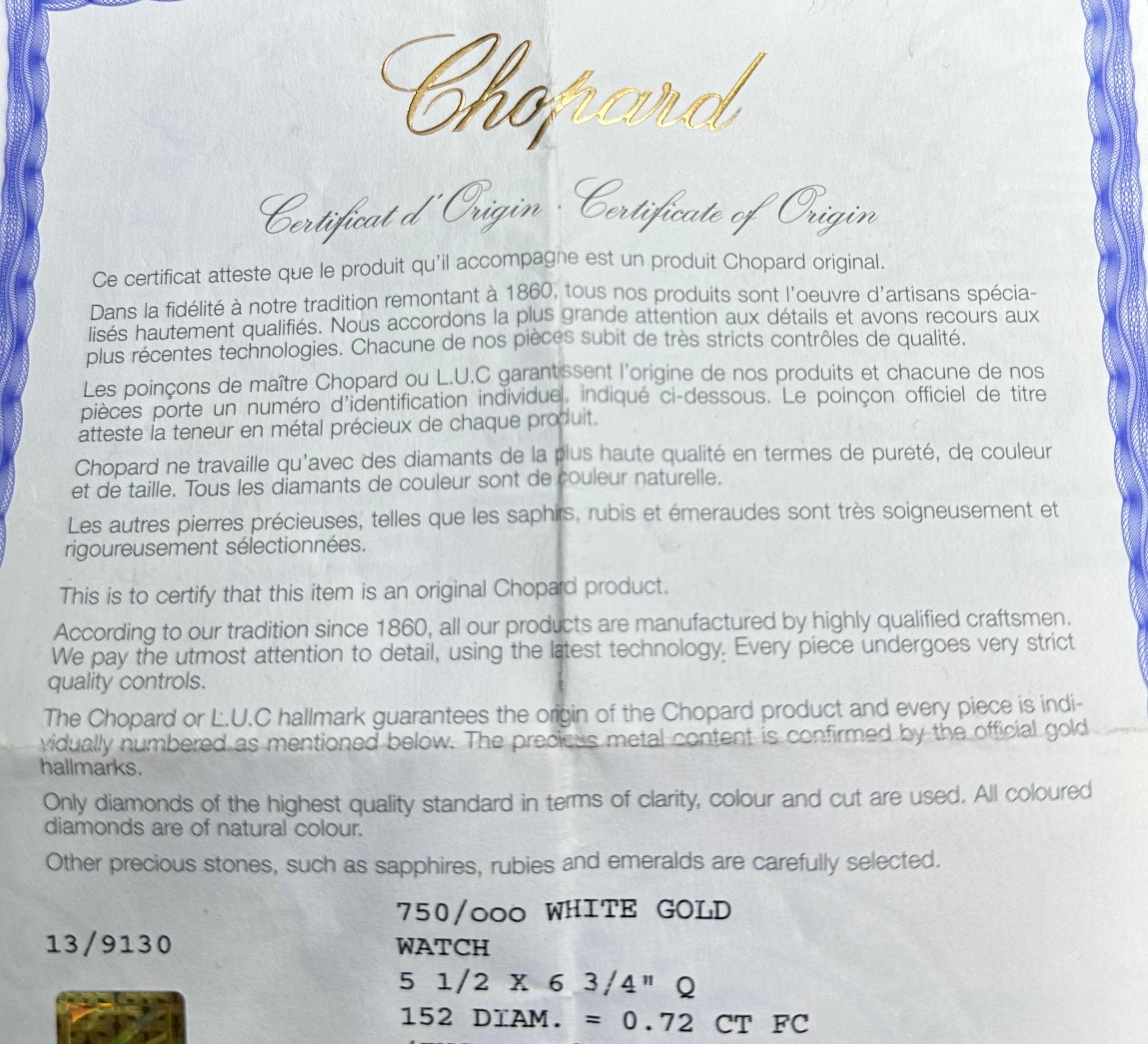 Chopard Rectangle 13/9130 18k White Gold en venta 3