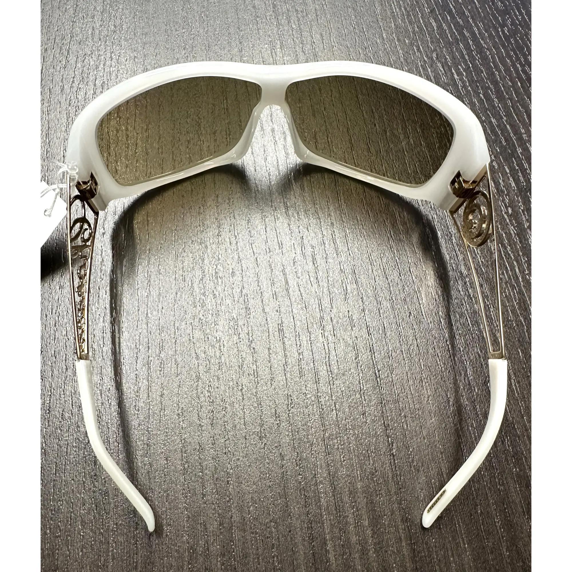 Women's Chopard Rectangular Shield White & Gold Ladies Sunglasses SCH 029S 9EN CH 294314 For Sale