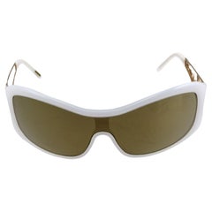 Chopard Rechteckige Schild Weiß-Weiß-Gold-Damen-Sonnenbrille SCH 029S 9EN CH 294314