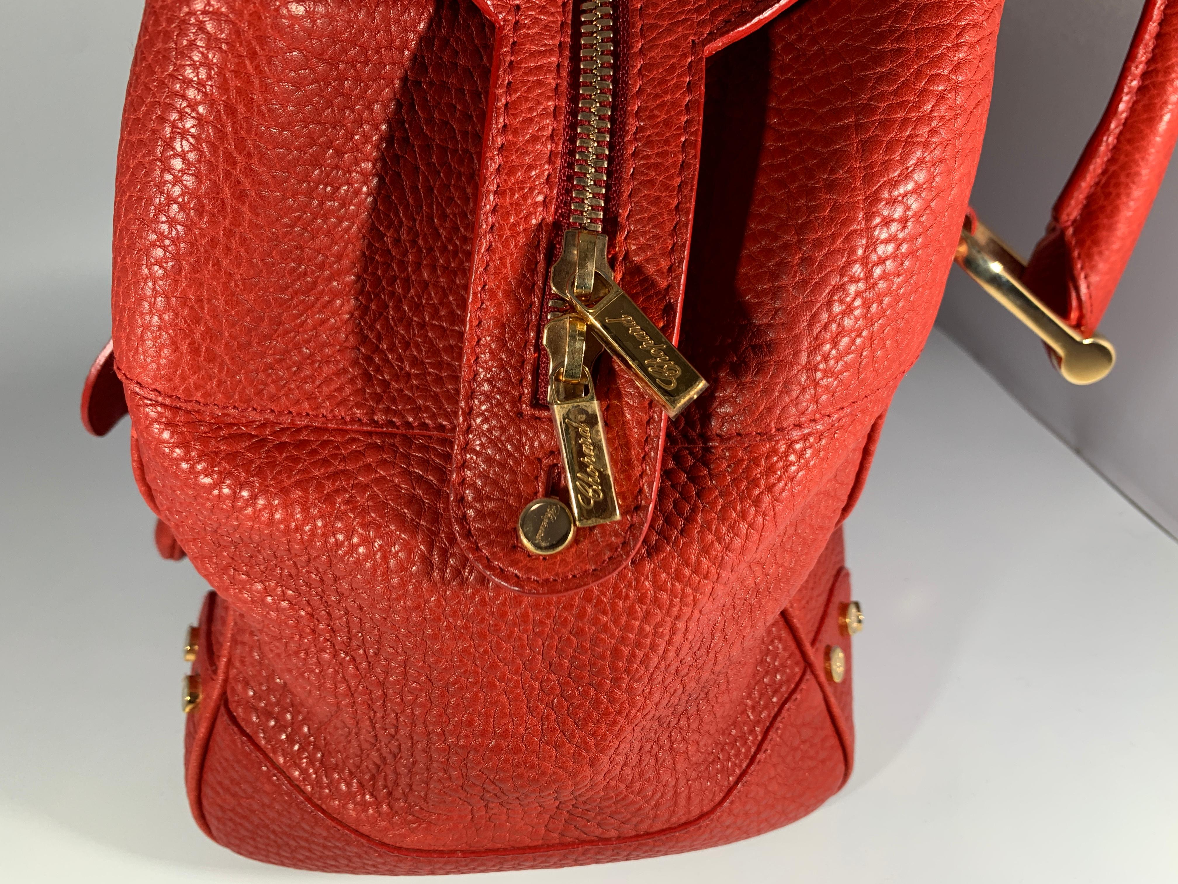 Chopard Red Leather Large Handbag,  happy diamond series heart closure.  6