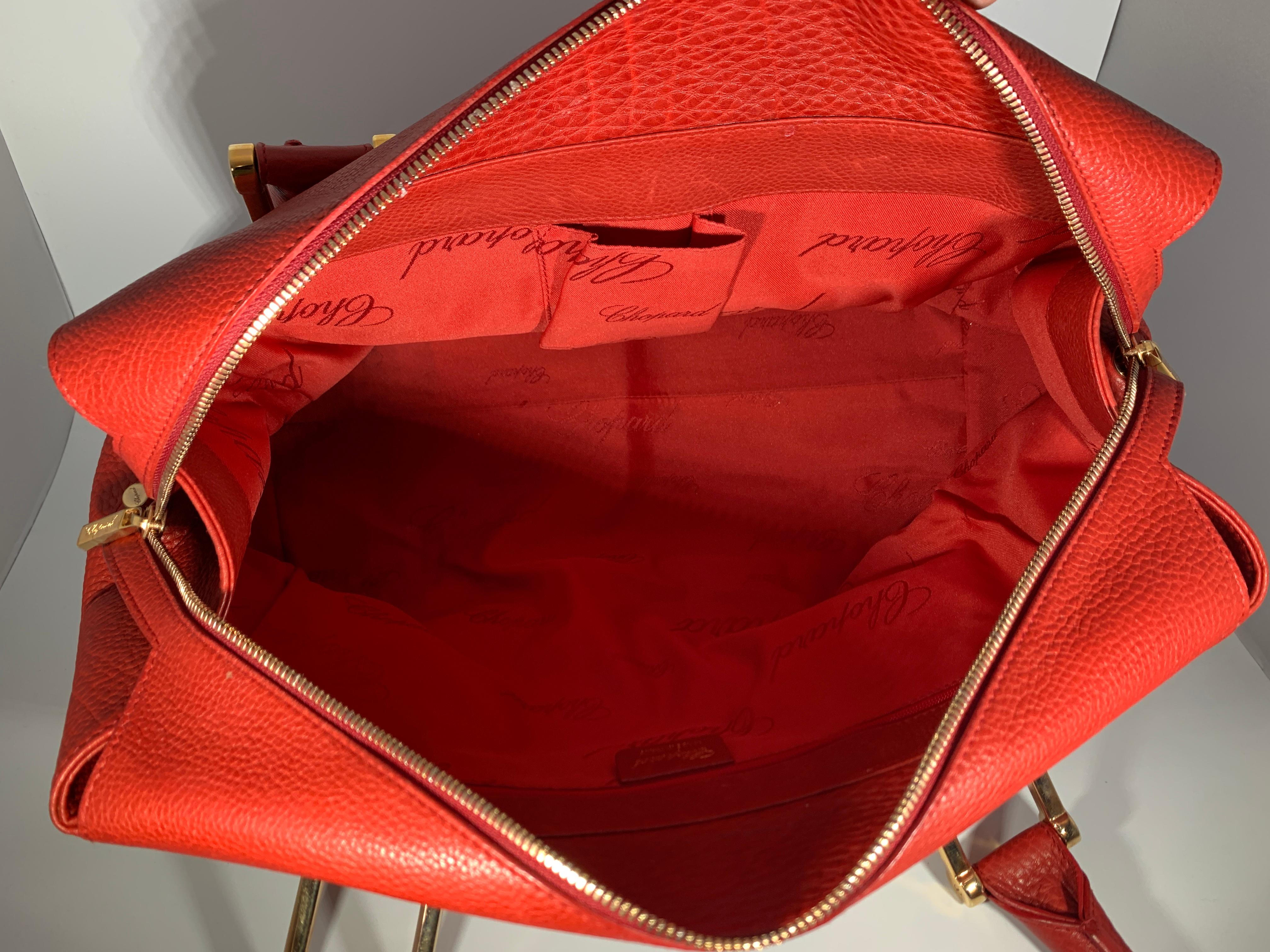 Chopard Red Leather Large Handbag,  happy diamond series heart closure.  7