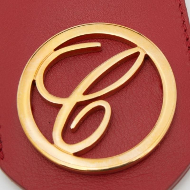 Chopard Red Leather Logo Charm Key Holder In Good Condition For Sale In Dubai, Al Qouz 2