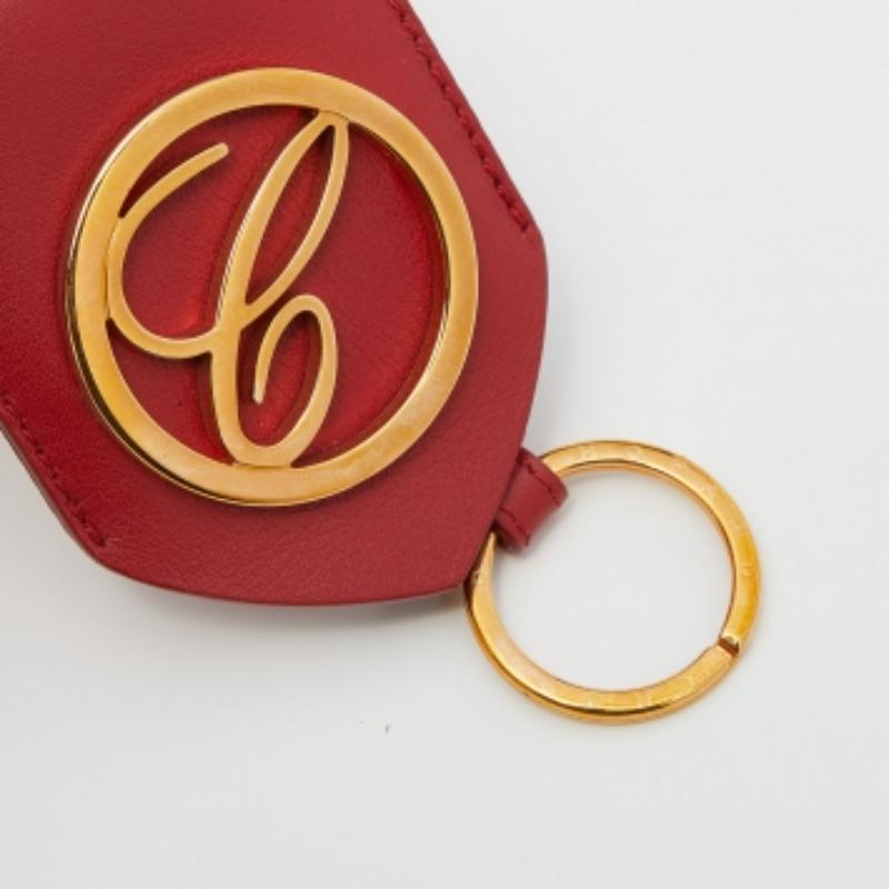 Women's Chopard Red Leather Logo Charm Key Holder For Sale