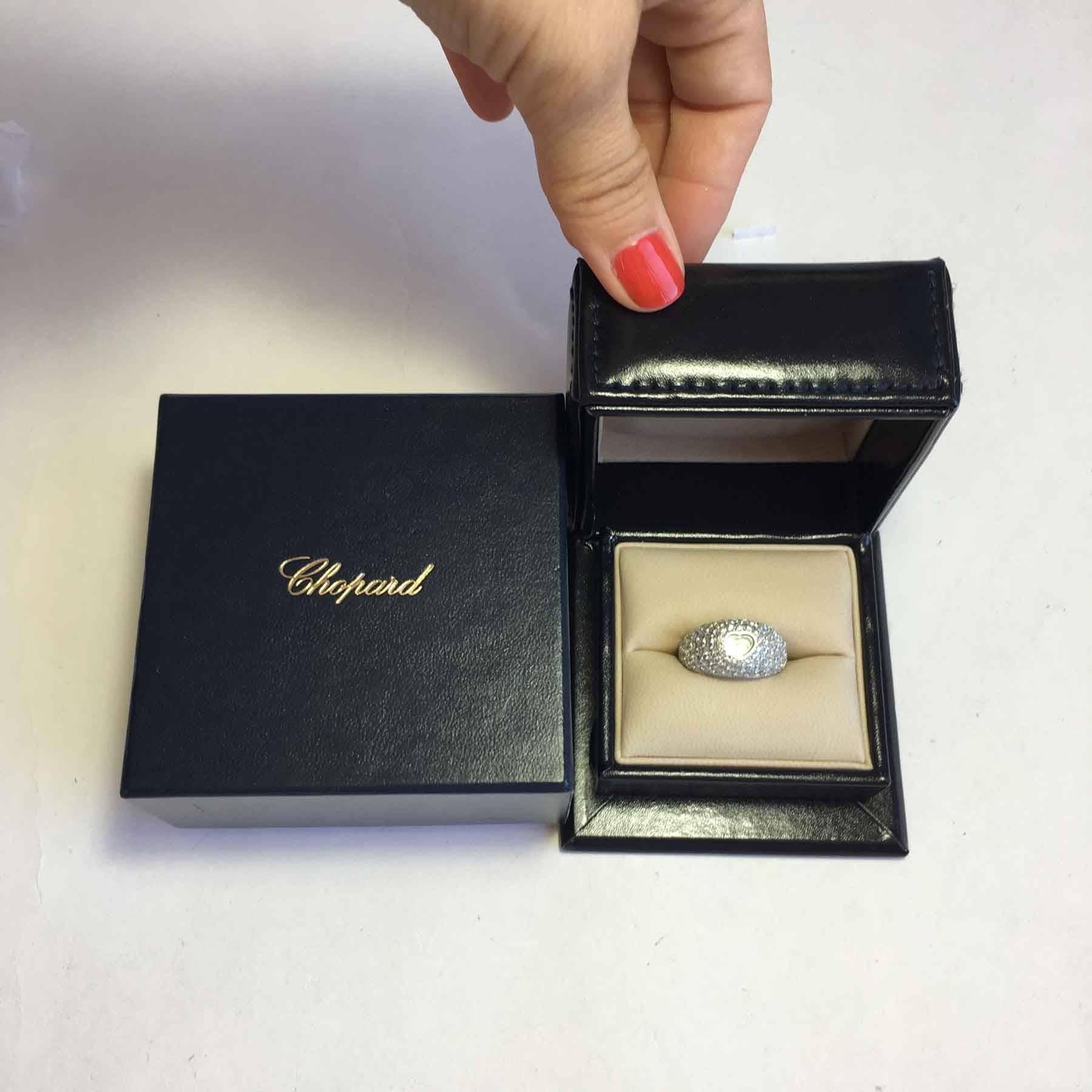 CHOPARD Ring in 18K White Gold set with Brilliant Cut Diamonds Size 56 For Sale 6