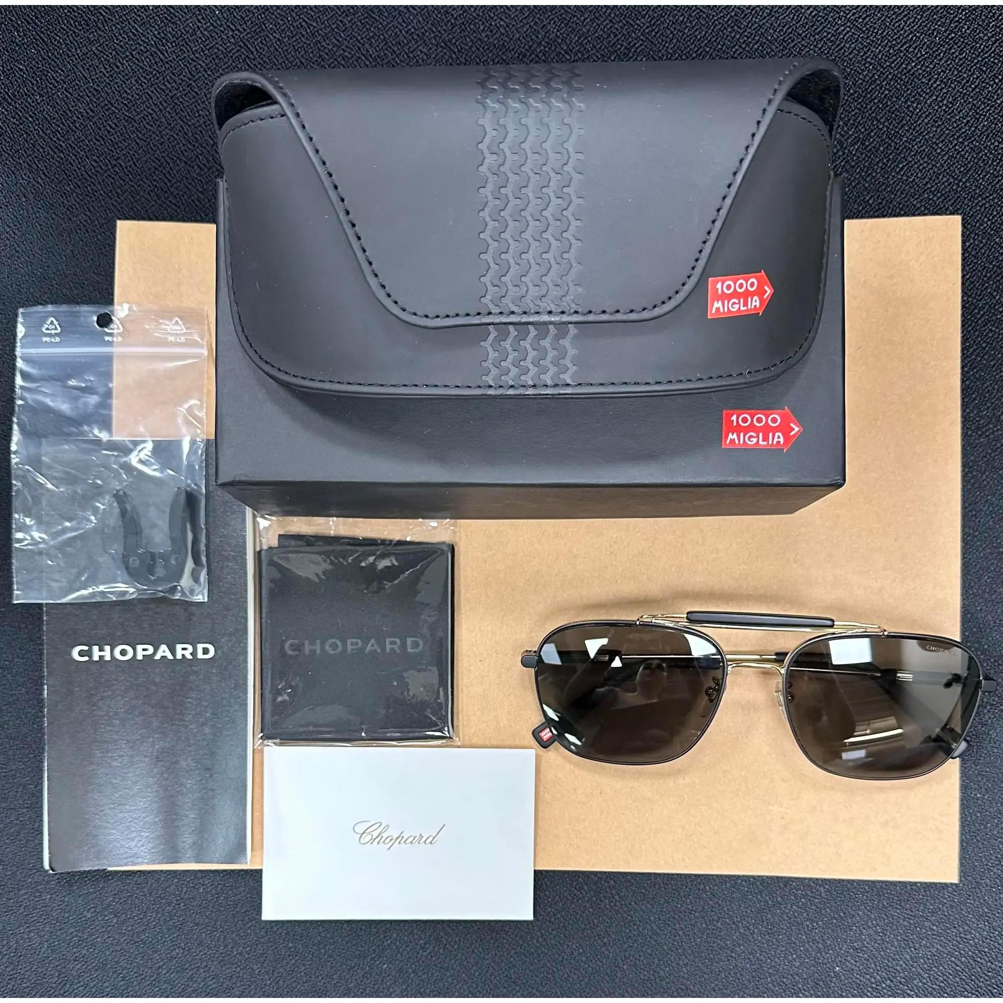 Chopard Rose Gold Black Metal With Polarized Smoke Lens Sunglasses 95221-0542 Unisexe en vente