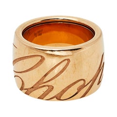 Chopard Rose Gold Chopardissimo Band Ring Size EU 52.50