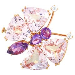 Chopard Rose Gold Diamond, Amethyst and Morganite Butterfly Brooch