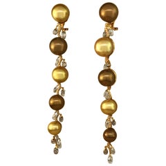 Chopard Rose Gold Diamond and Pearl Earrings Over 13 Carat