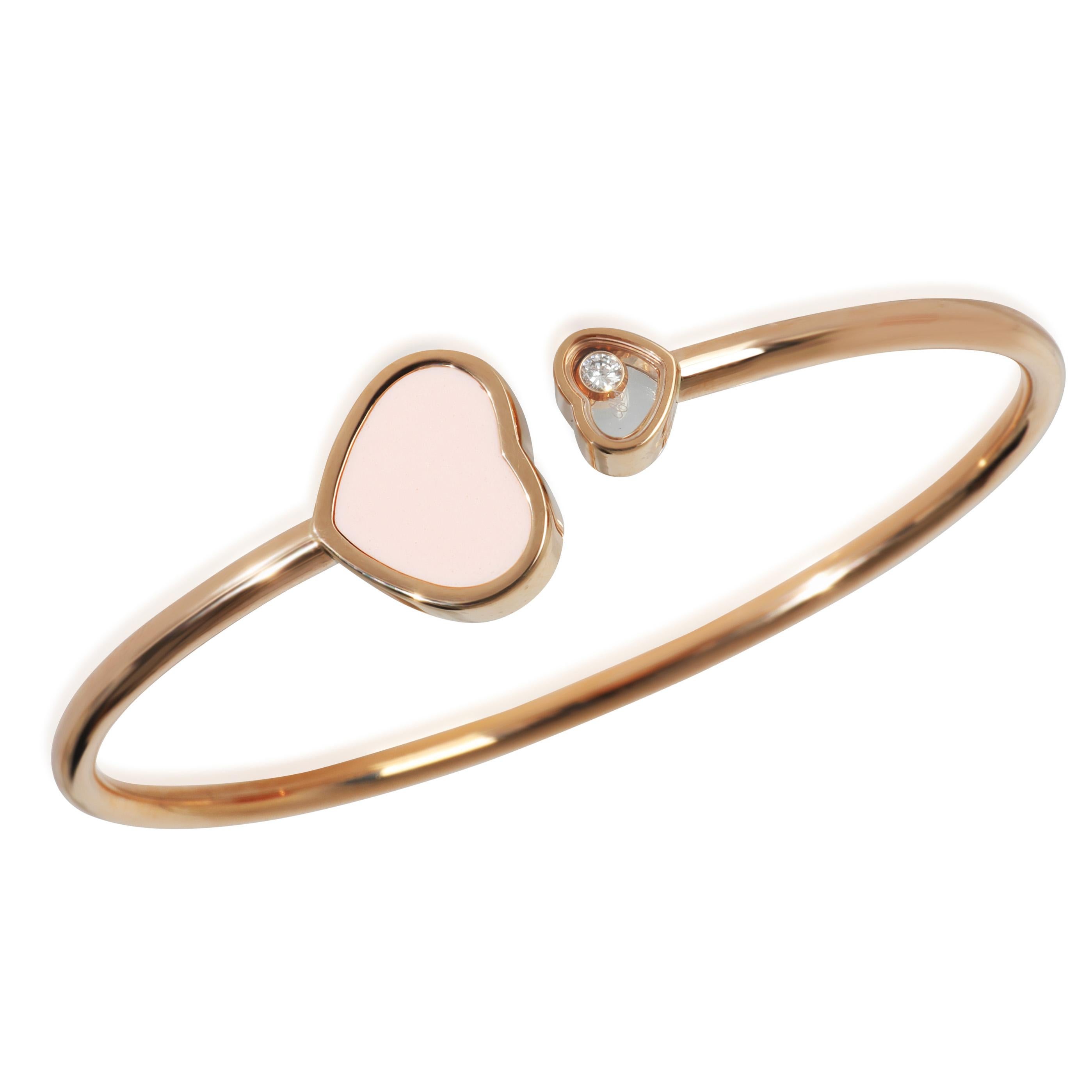 Chopard Rose Gold Diamond Happy Heart Bangle Bracelet In Excellent Condition For Sale In New York, NY