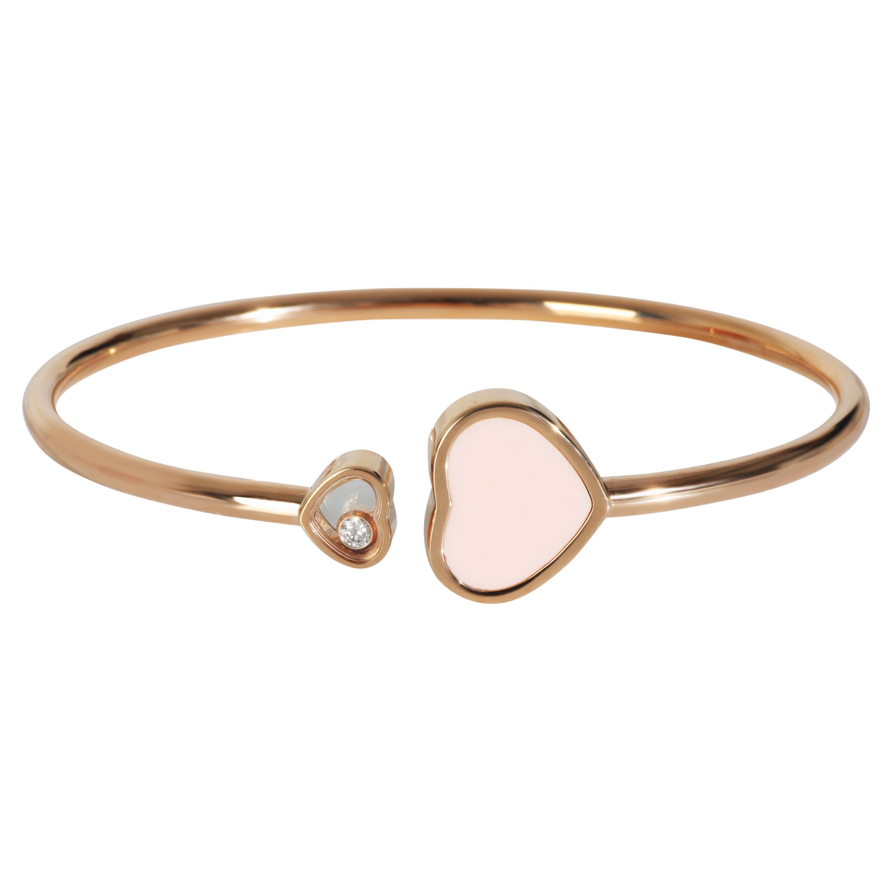 Chopard Rose Gold Diamond Happy Heart Bangle Bracelet For Sale