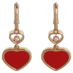 Chopard Rose Gold Diamond Happy Heart Earrings