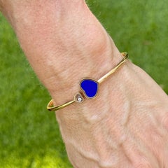 Pulsera Flexible Chopard Oro Rosa Happy Hearts Diamante y Piedra Azul.