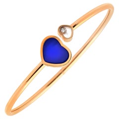 Chopard Rose Gold Happy Hearts Diamond & Blue Stone Flexible Bangle.