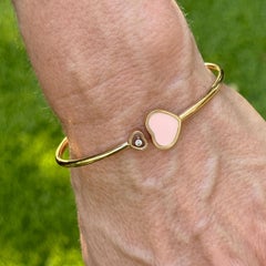 Chopard Pulsera Moderna Flexible Oro Rosa Happy Hearts Diamante y Piedra Rosa