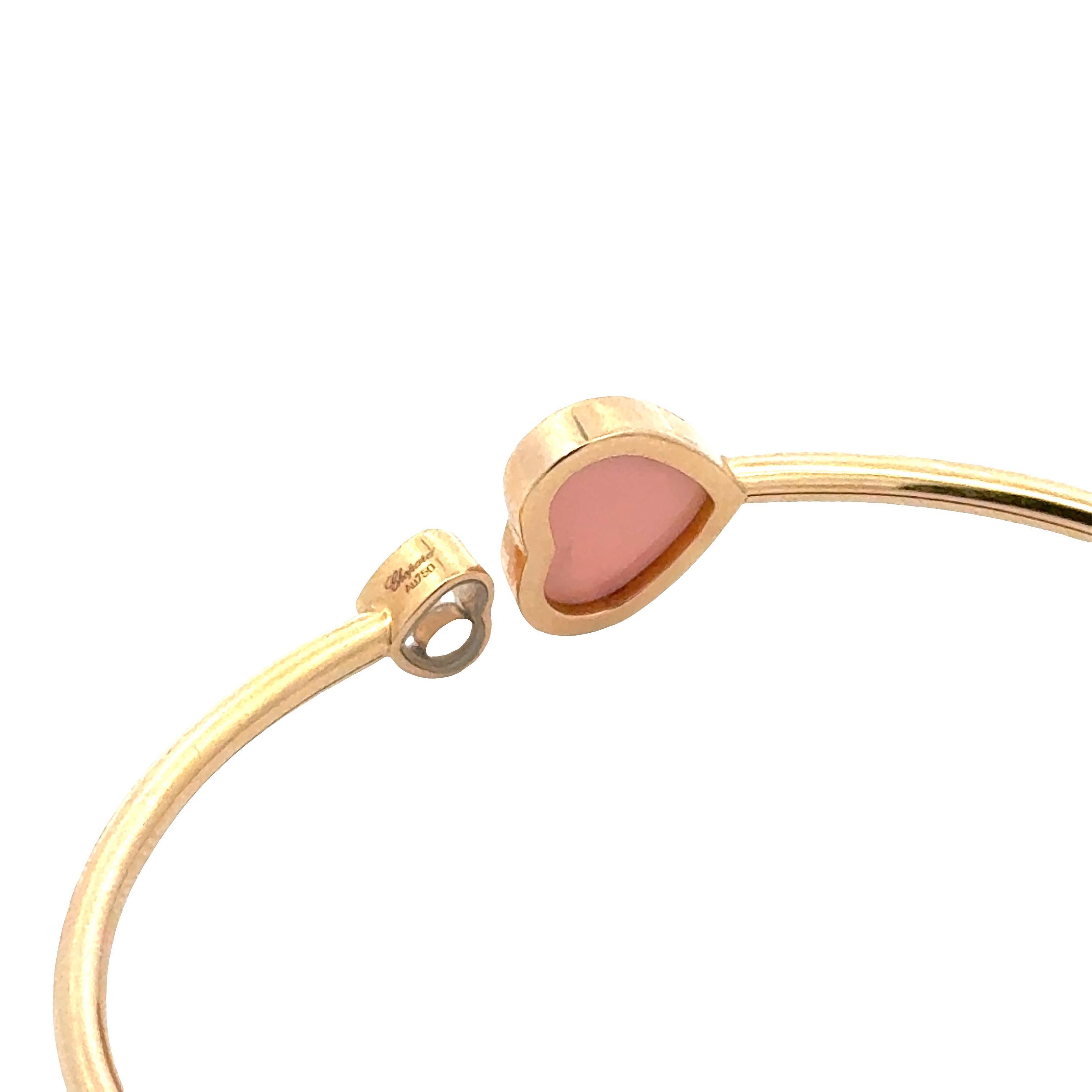 Chopard Rose Gold Happy Hearts Diamond & Rose Stone Flexible Modern Bangle For Sale 1