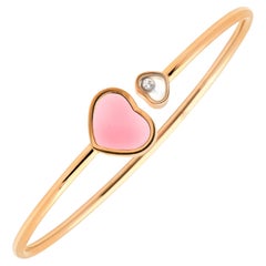 Chopard Rose Gold Happy Hearts Diamond & Rose Stone Flexible Modern Bangle
