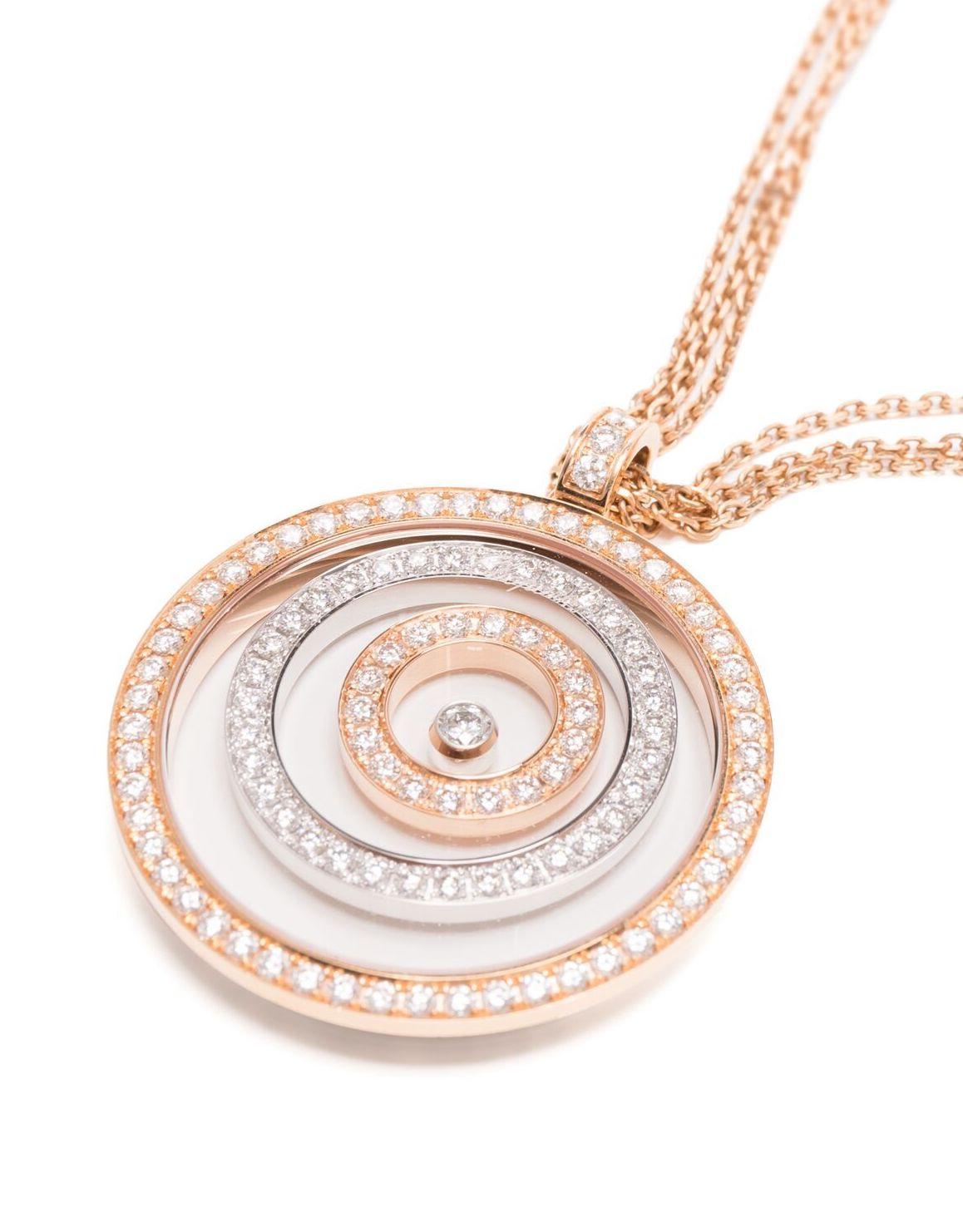 Round Cut Chopard Rose Gold Happy Spirit Necklace