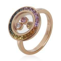 Chopard Anillo Happy Diamond de Zafiro y Diamante en Oro Rosa