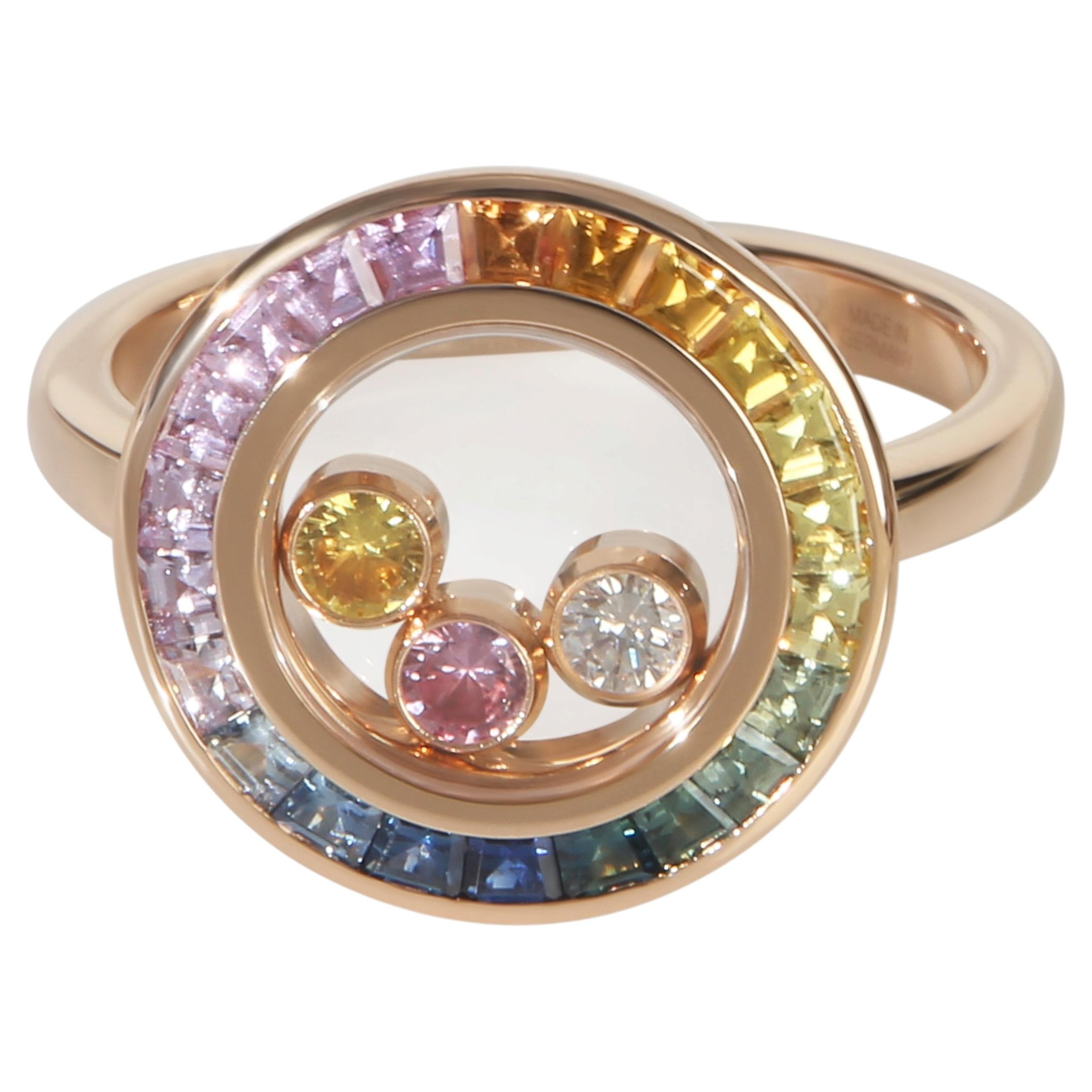 Chopard Rose Gold Saphir und Diamant Happy Diamond Ring im Angebot