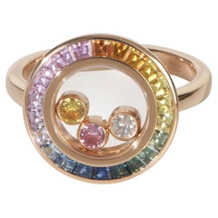 Chopard Anillo Happy Diamond de Zafiro y Diamante en Oro Rosa