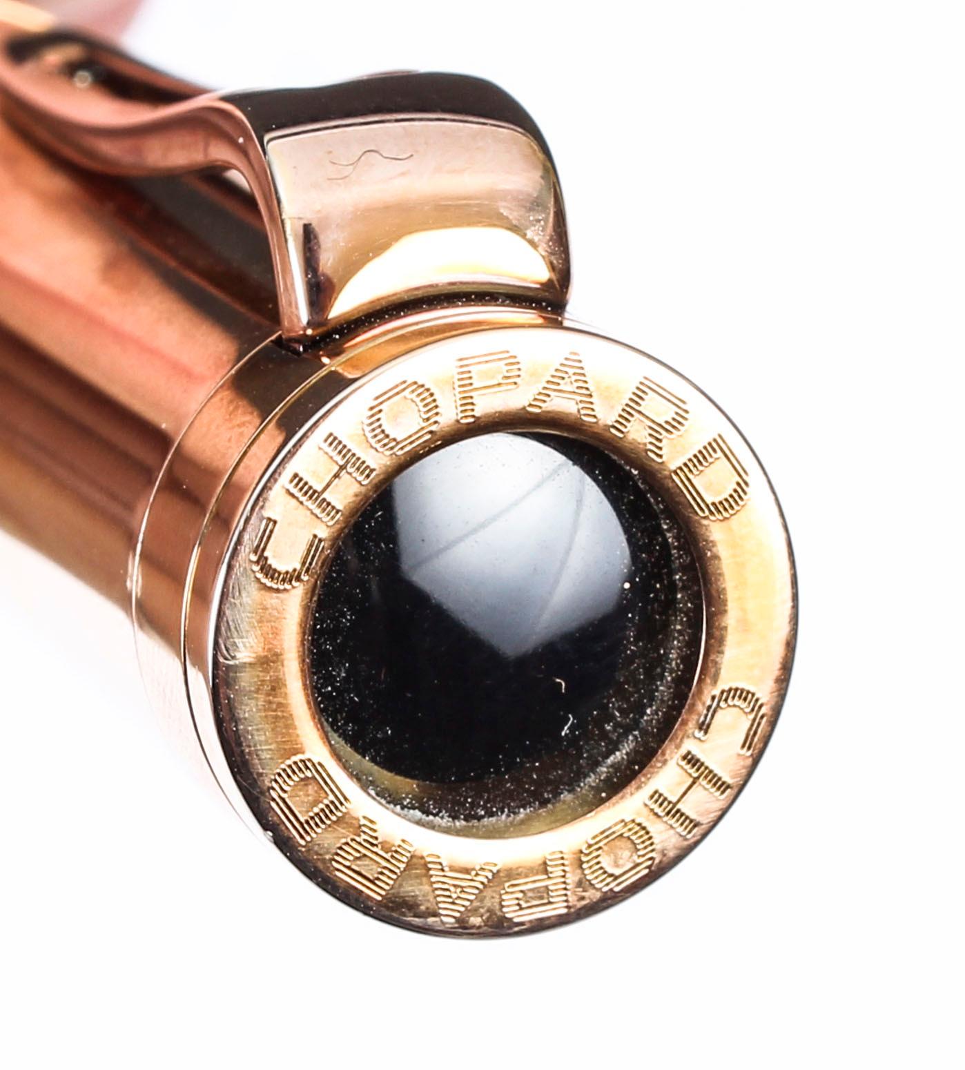 Chopard Rose Gold Travelling Alarm Clock & Pen In Presentation Box 20th Century For Sale 14