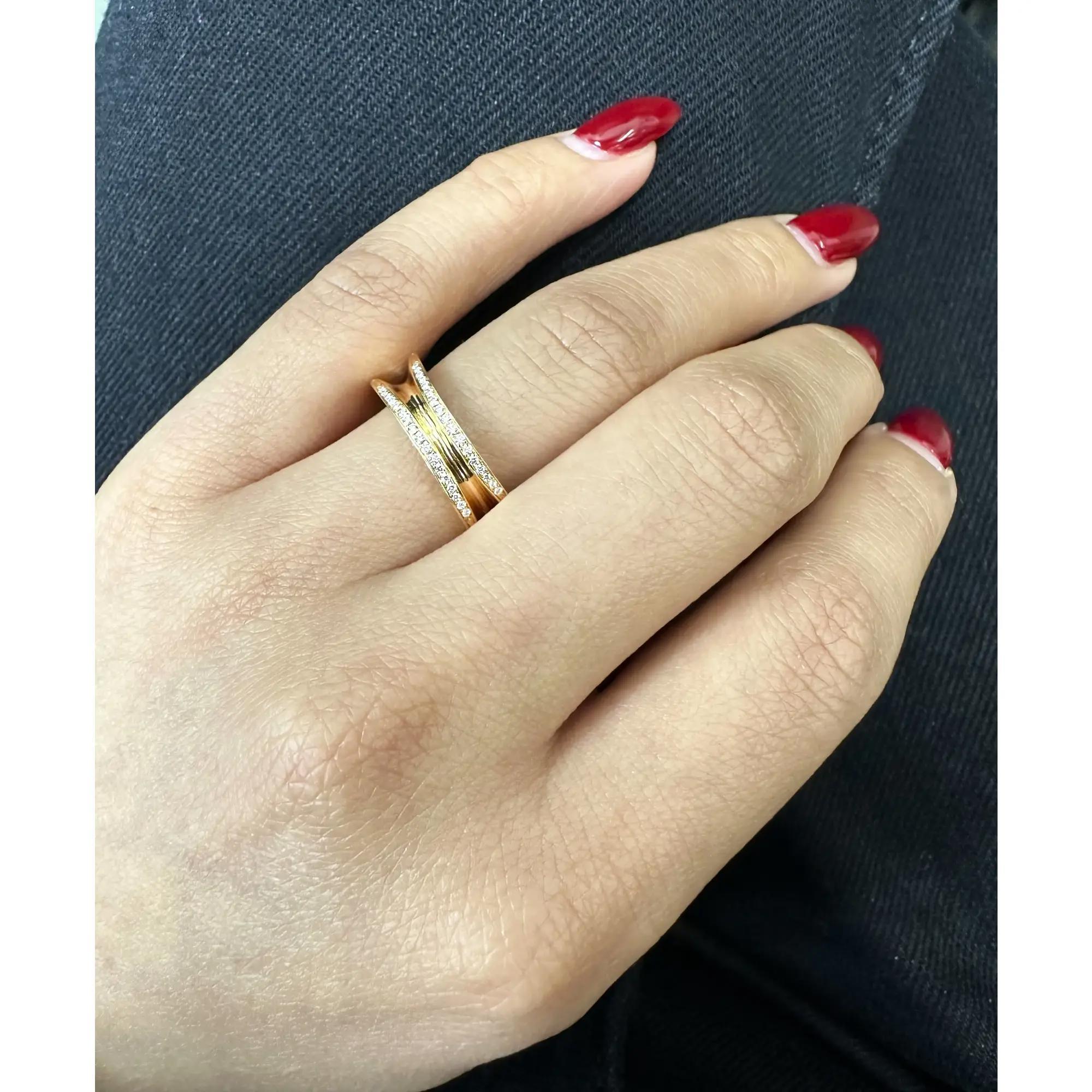 Round Cut Chopard Round Diamond Pinched Band Ring 18K Rose Gold 0.22Cttw 52 US 6 For Sale
