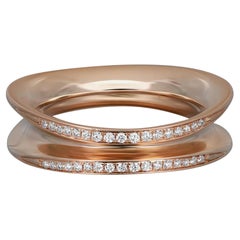 Chopard Round Diamond Pinched Band Ring 18K Rose Gold 0.22Cttw 52 US 6