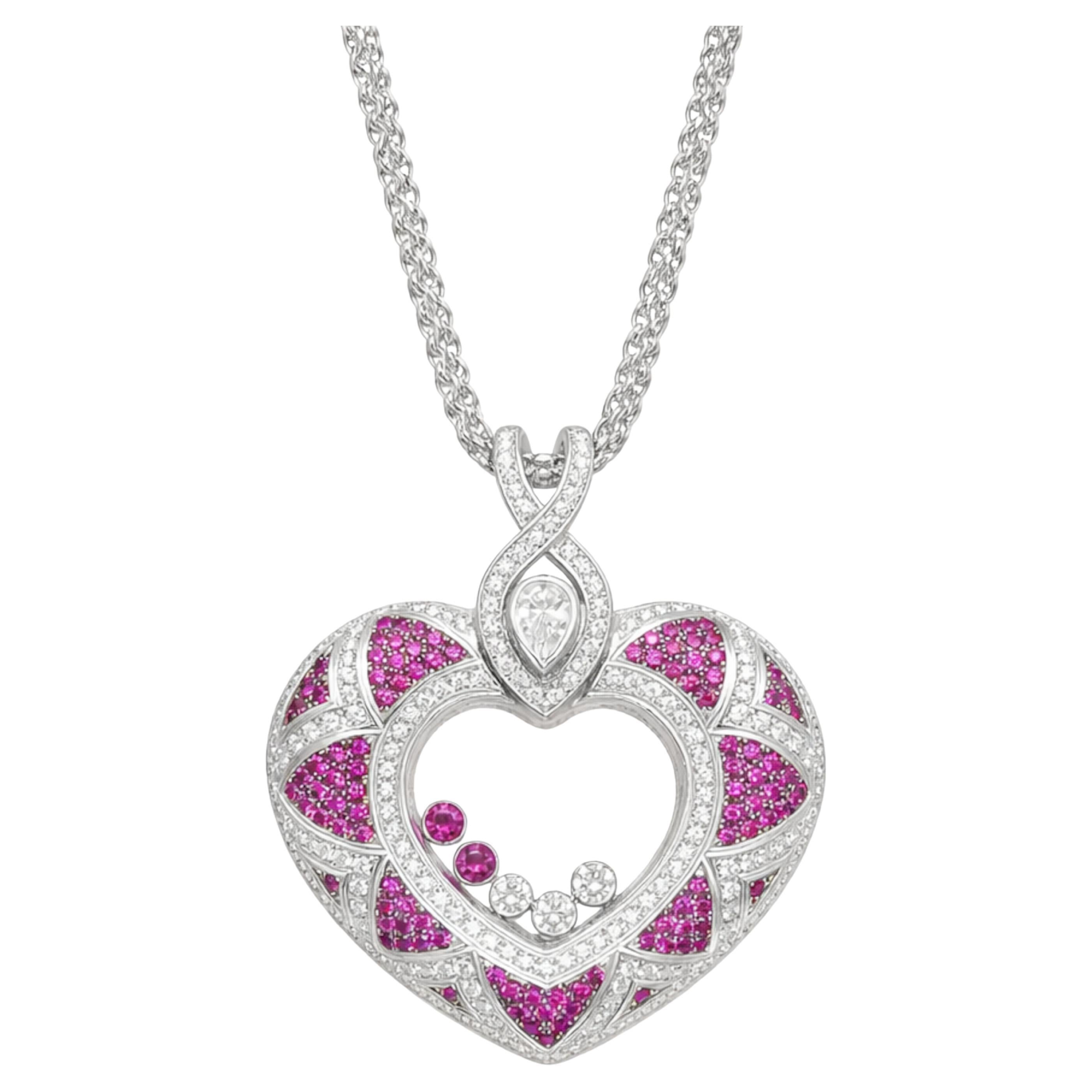 Chopard Ruby and Diamond Pendant Necklace in 18K Gold im Angebot