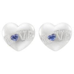 Chopard Sapphire and Diamond Puff Heart Earrings in 18k. Gold, Circa 2005