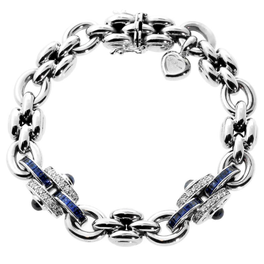 Chopard Sapphire Diamond White Gold Bracelet In Excellent Condition In Feasterville, PA