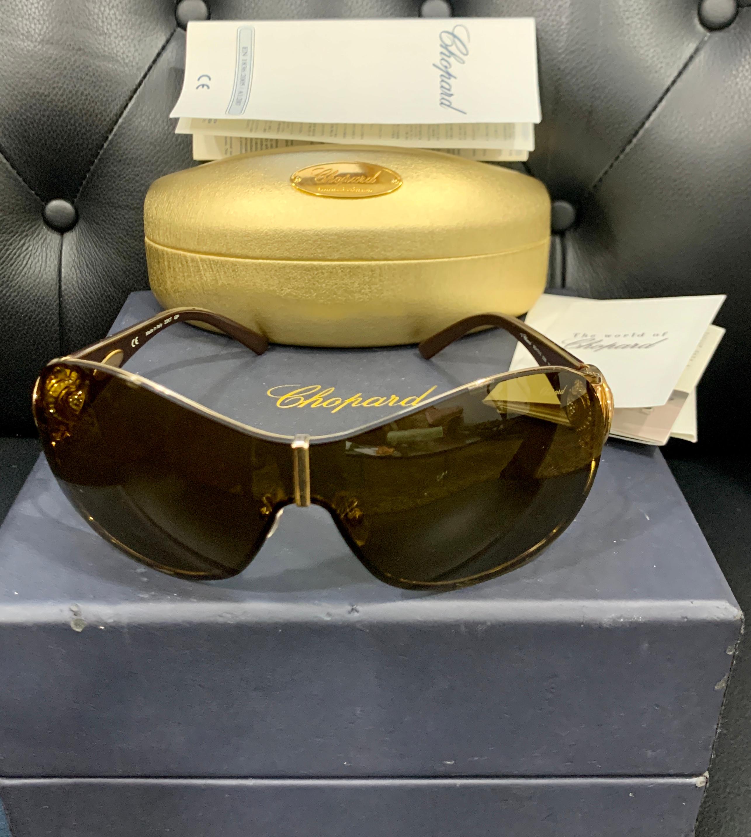Brown Chopard SCH 751S 0300 115 Rose Gold Women Sunglasses, Oversized