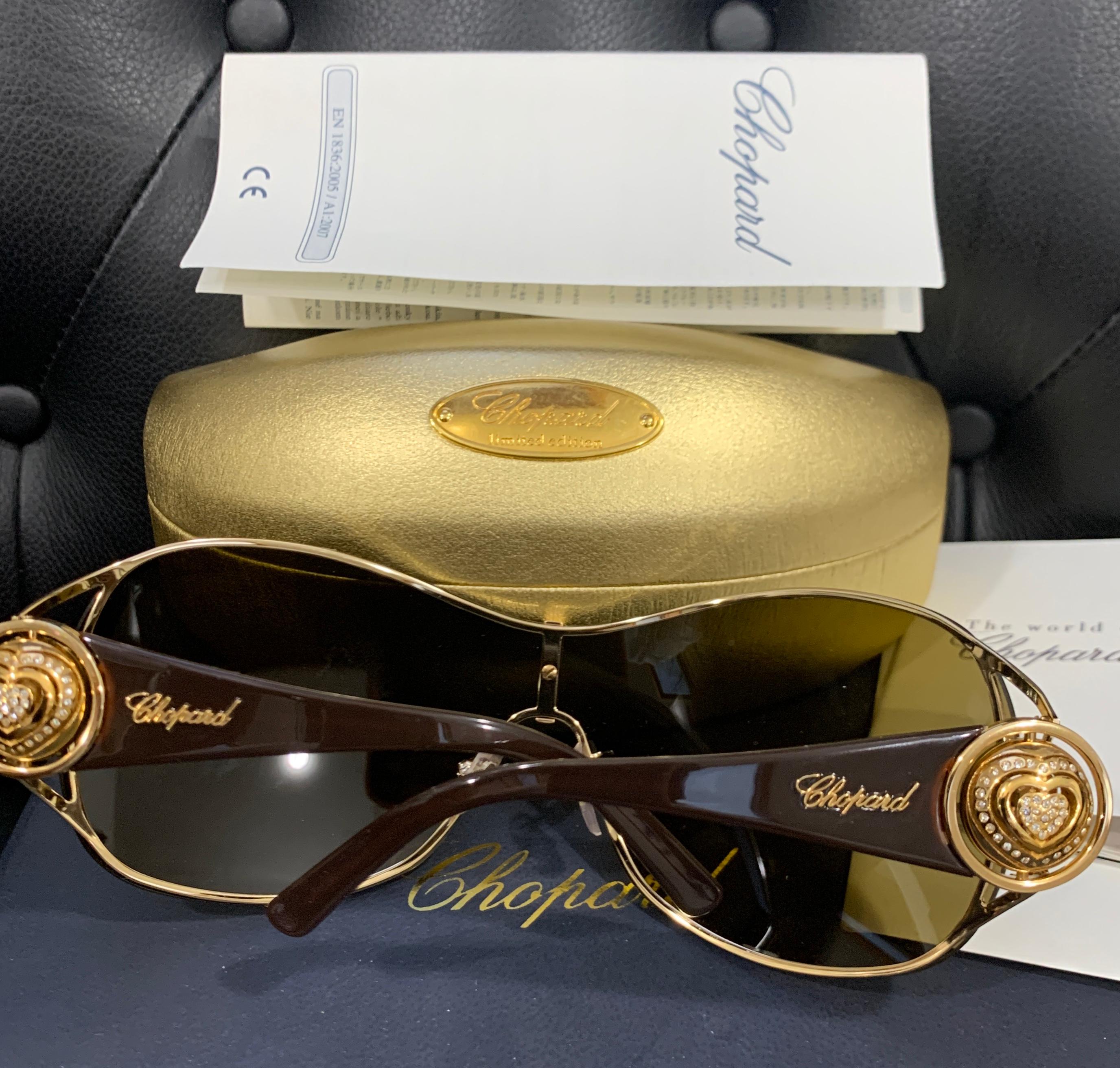 Chopard SCH 751S 0300 115 Rose Gold Women Sunglasses, Oversized In Excellent Condition In New York, NY