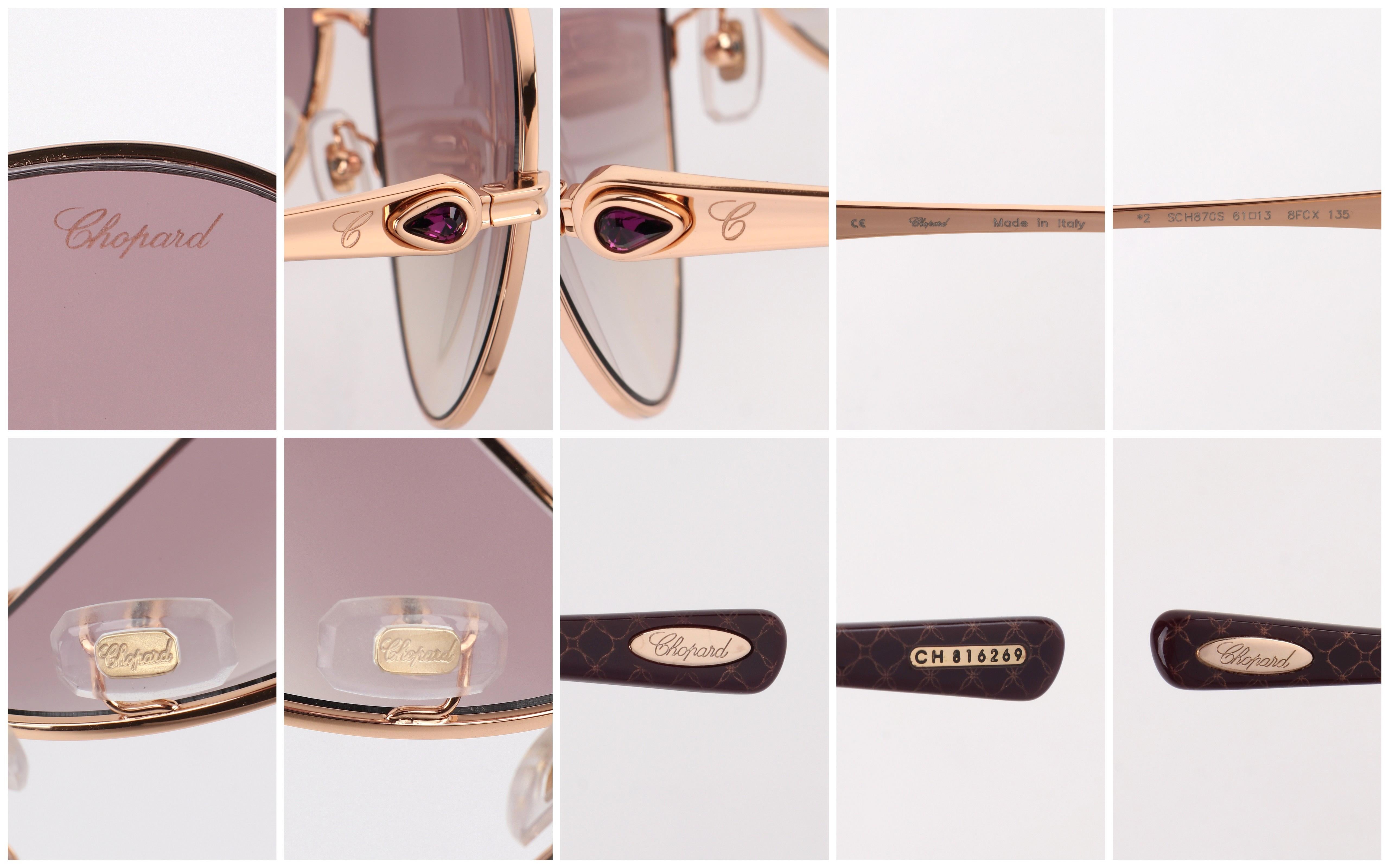 CHOPARD SCH 870S Roségold Pflaume Titanrahmen Aviator-Sonnenbrille mit Amethyst 4