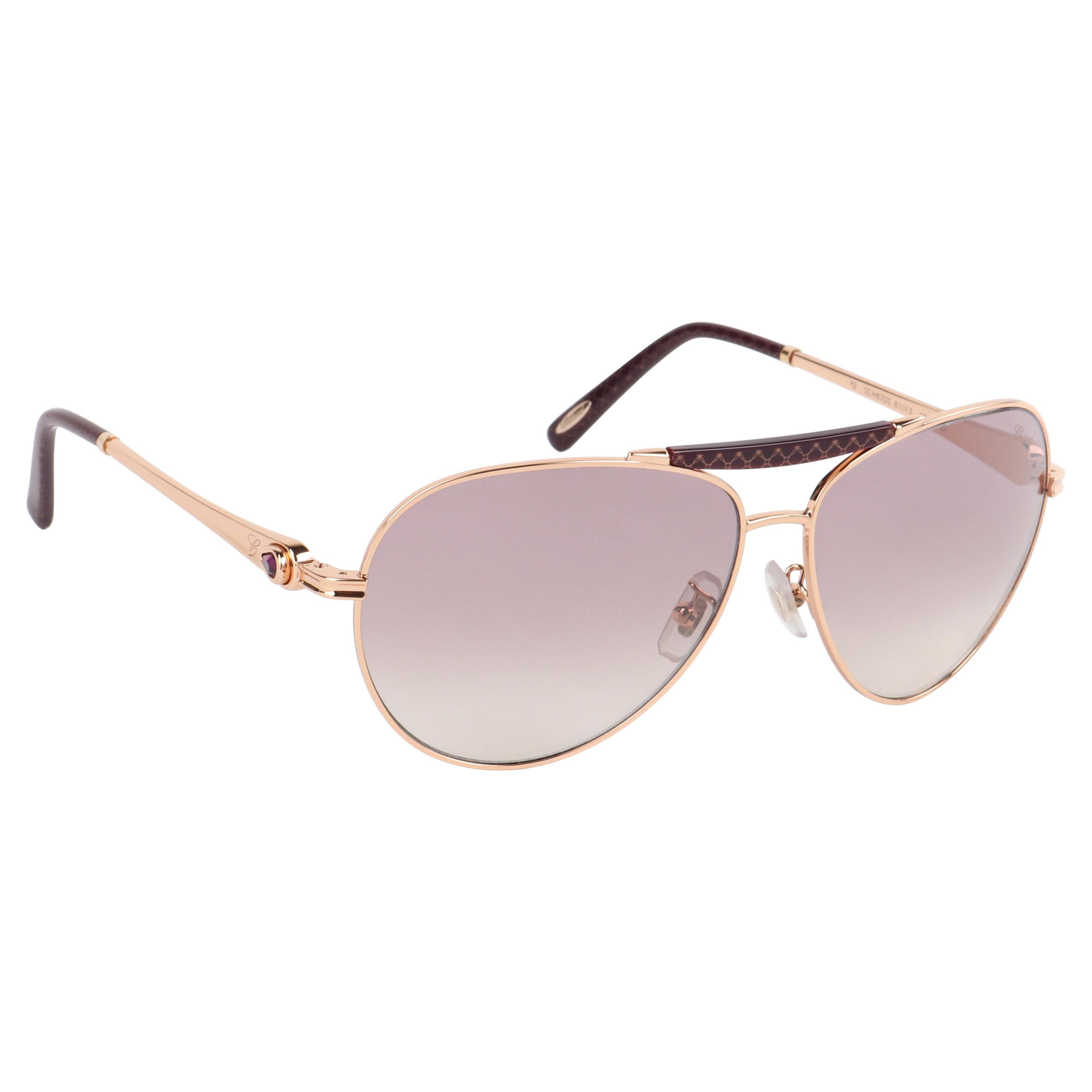 Chopard Women's SCH994 SCH/994 300X Gold Fashion Pilot Sunglasses 63mm 