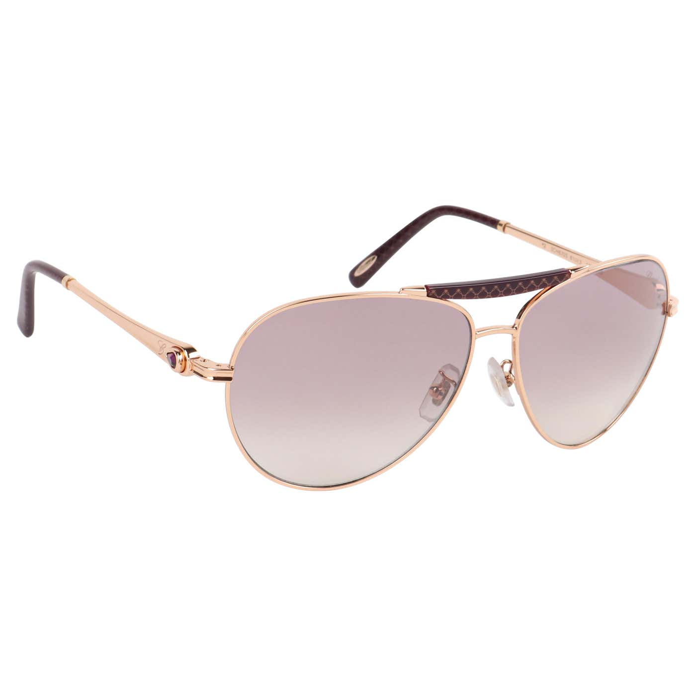 CHOPARD SCH 870S Rose Gold Plum Titanium Frame Aviator Sunglasses with ...