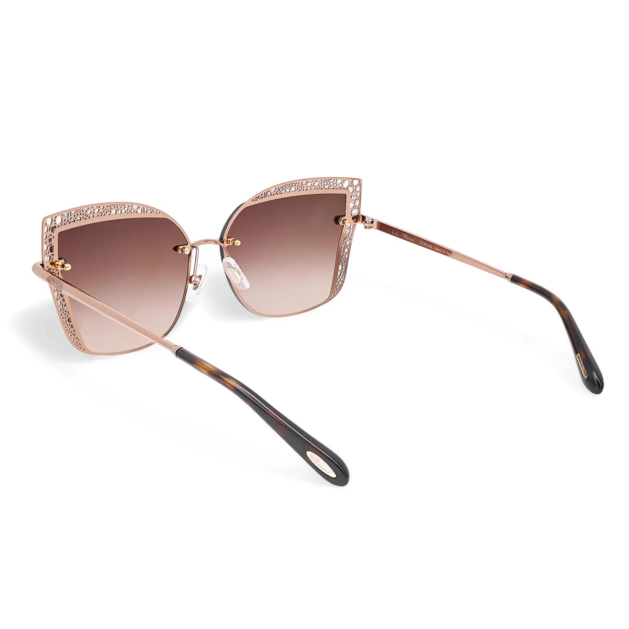 Chopard Shiny Copper Gold Brown Gradient Rimless Frame Sunglasses 95221-0419 In New Condition For Sale In New York, NY