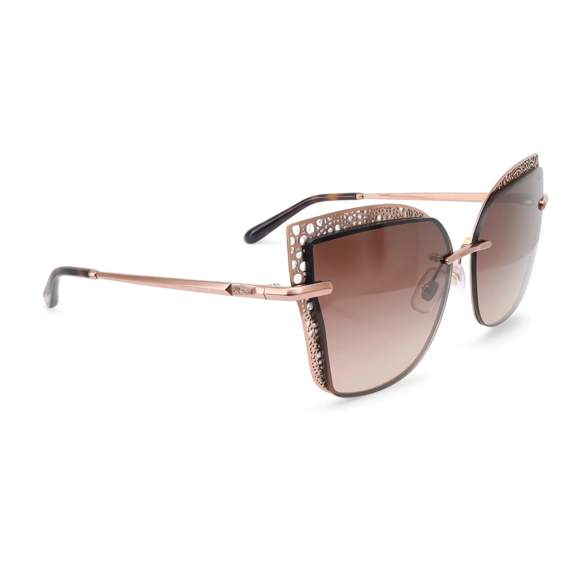 Women's or Men's Chopard Shiny Copper Gold Brown Gradient Rimless Frame Sunglasses 95221-0419 For Sale