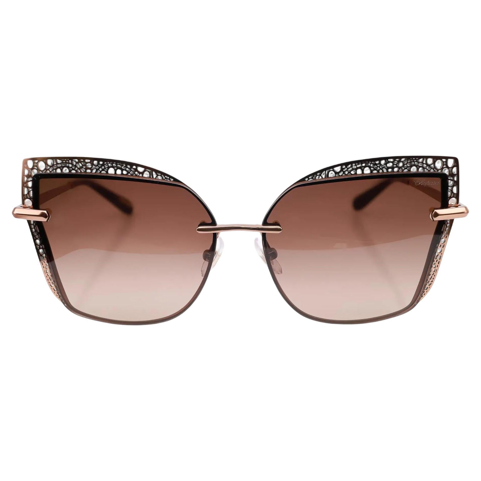 Chopard Shiny Copper Gold Brown Gradient Rimless Frame Sunglasses 95221-0419 For Sale