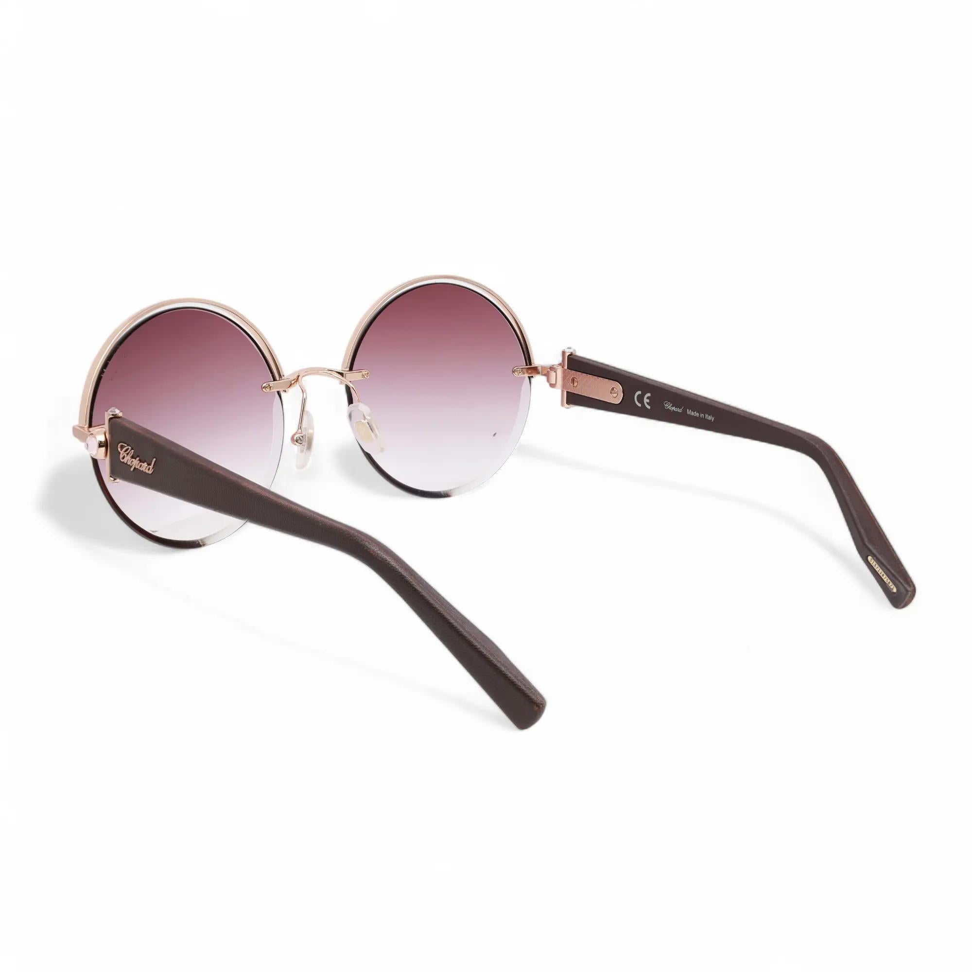Chopard Shiny Copper Gold Metal Frame Brown Gradient Lens Sunglasses 95221-0472 In New Condition For Sale In New York, NY