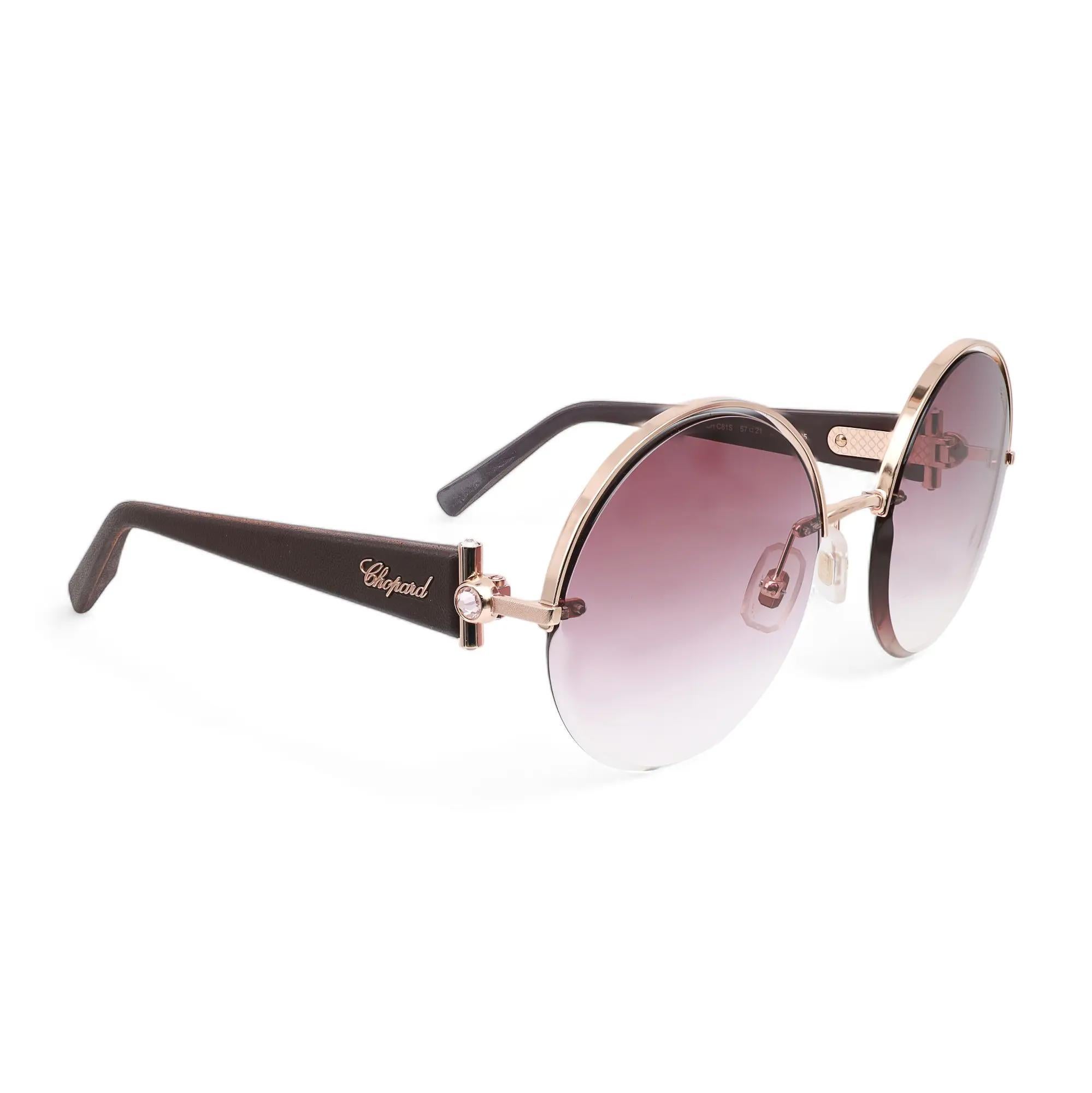 Women's or Men's Chopard Shiny Copper Gold Metal Frame Brown Gradient Lens Sunglasses 95221-0472 For Sale