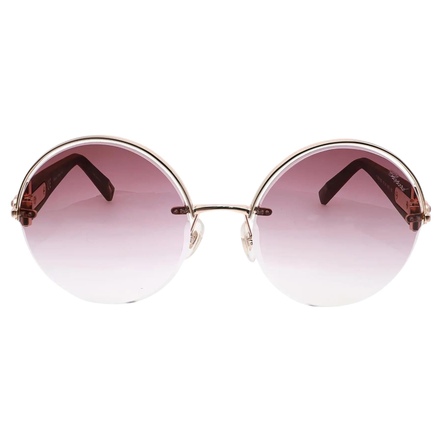 Chopard Shiny Copper Gold Metal Frame Brown Gradient Lens Sunglasses 95221-0472 For Sale