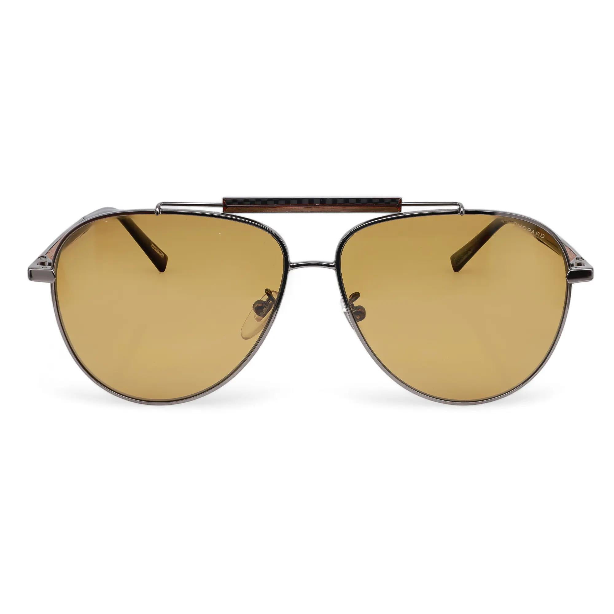 Chopard Shiny Gunmetal Metal Frame Yellow Polarized Lens Sunglasses 95221-0527