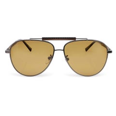 Chopard Lunettes de soleil à monture en métal Gunmetal brillant et à verres polarisants jaunes 95221-0527