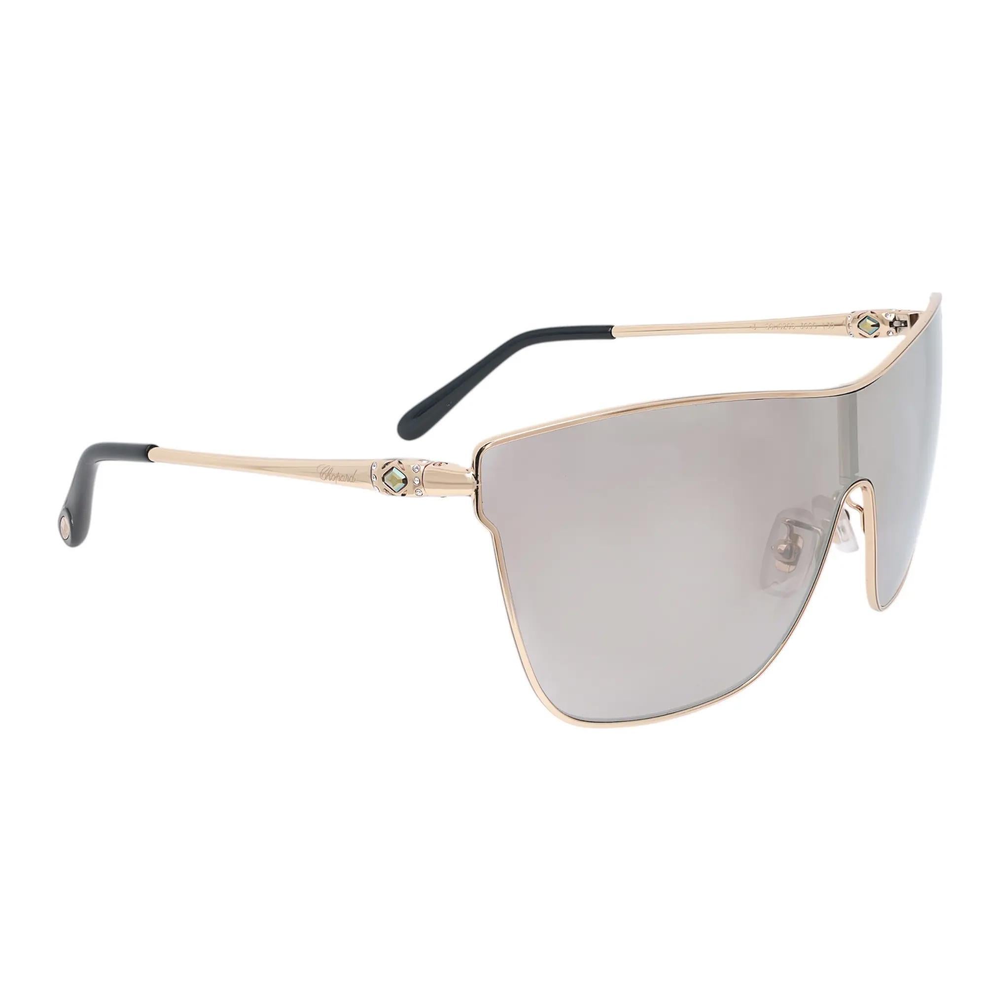 Women's or Men's Chopard Shiny Light Gold Metal Frame Ivory Mirror Lens Sunglasses 95221-0404 For Sale
