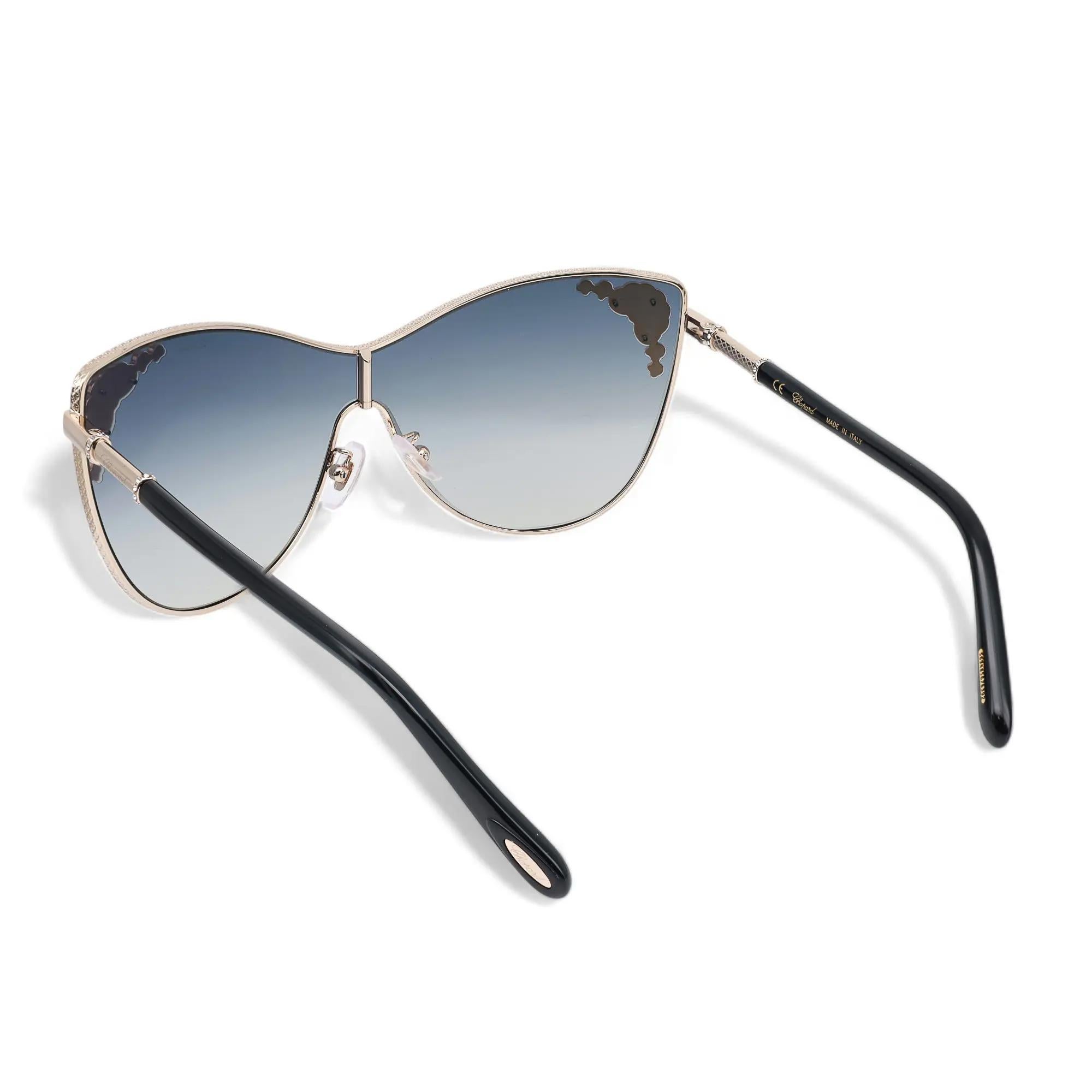 Chopard Shiny Rose Gold Metal Frame Smoke Gradient Lens Sunglasses 95221-0446 In New Condition For Sale In New York, NY